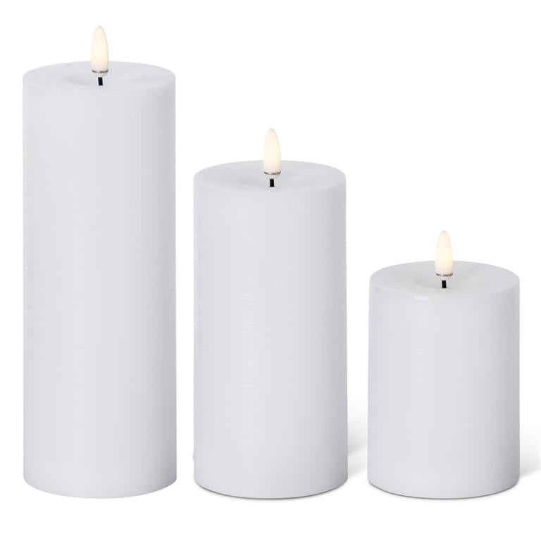 S/3 White Pillar Candles