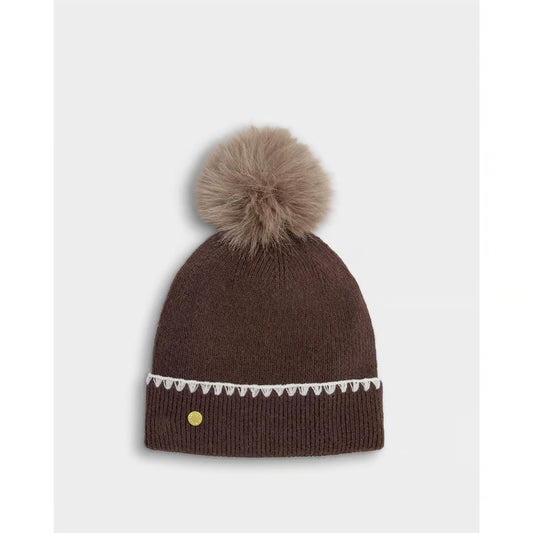 Chocolate Pom Pom Hat