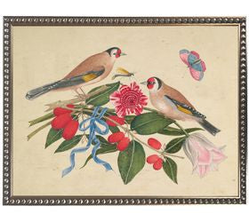 Framed Bookplate WIth Birds, Flowers, And Insects