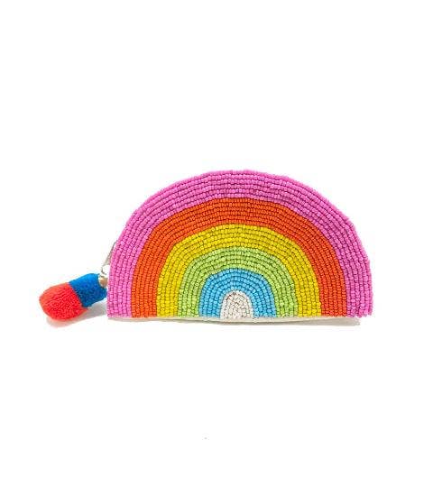 RAINBOW PATTERN BEADED COIN POUCH