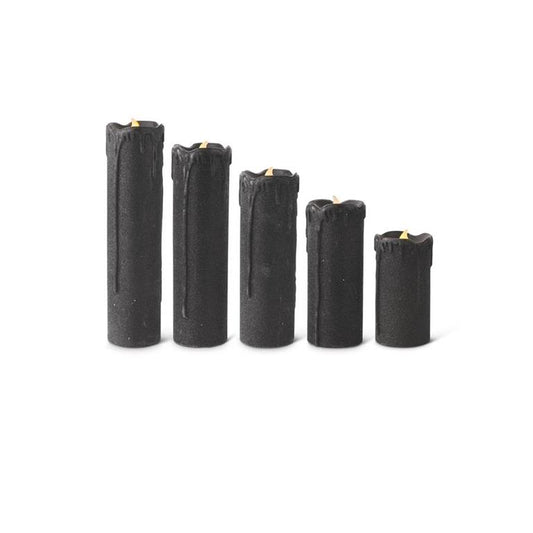 S/5 Black Glitter LED Candles