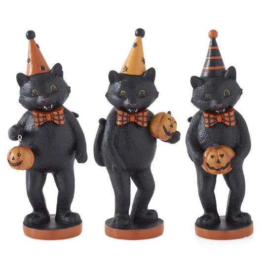 Black Resin Cats w/Party Hat