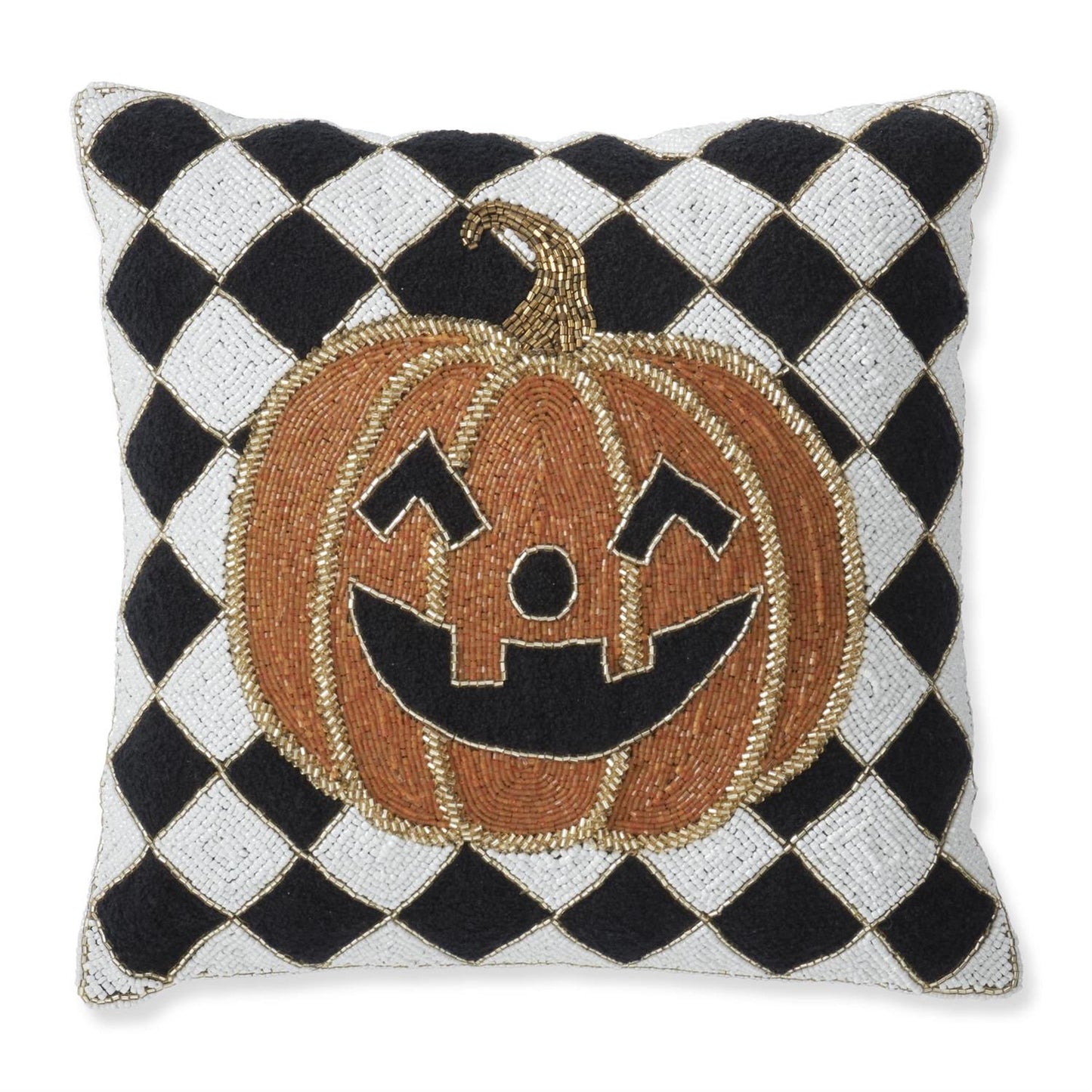 Beaded Jack-o-lantern Pillow