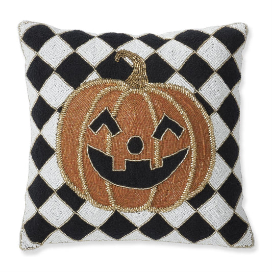 Beaded Jack-o-lantern Pillow