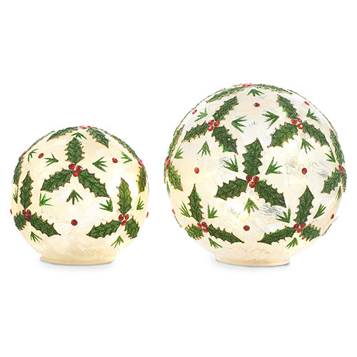 Small Lighted Holly Leaf Ball