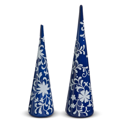 Set of 2 Blue / White Trees