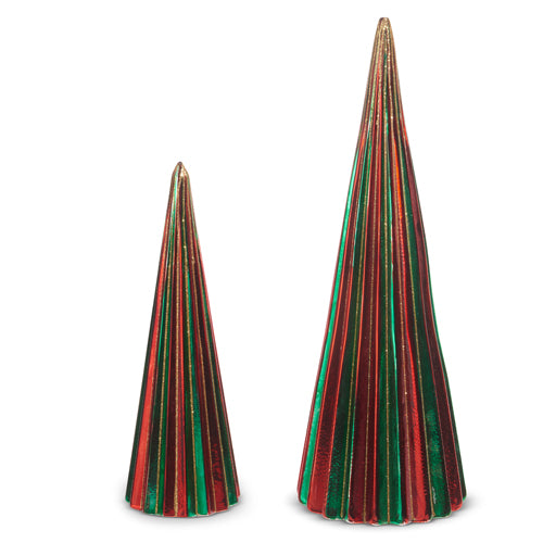 Set of 2 Green and Red Ribbed Trees