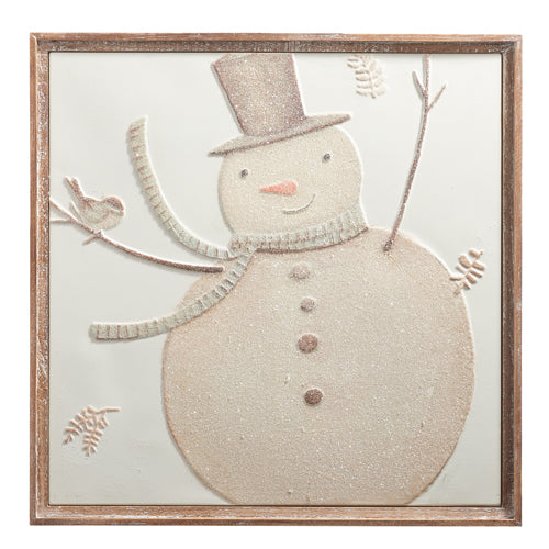 26" Whimsical Snowman Stamped Wall Art