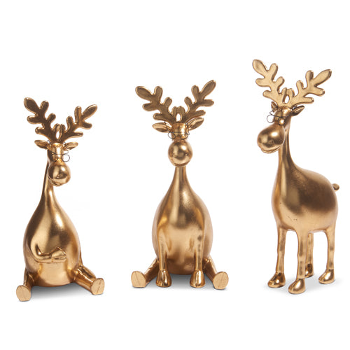 12.75" Gold Moose With Glasses / Standing