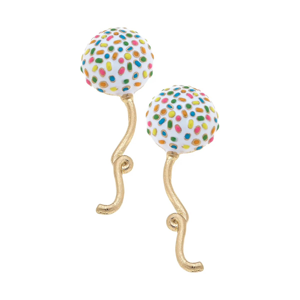 Birthday Balloon Enamel Earrings in Rainbow Multi