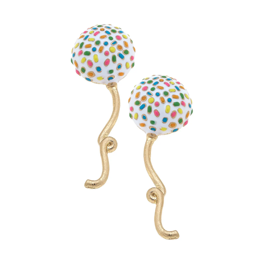Birthday Balloon Enamel Earrings in Rainbow Multi
