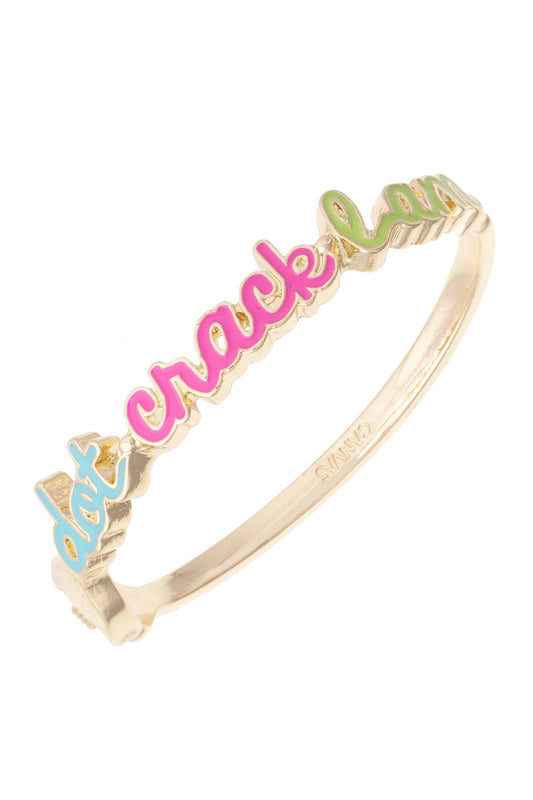 Dot Crack Bam Cursive Enamel Hinge Bangle in Patel Multi