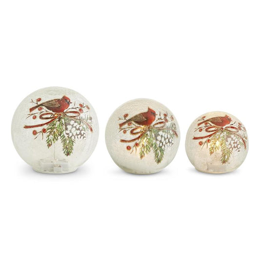 Cardinal and Pinecone Globe