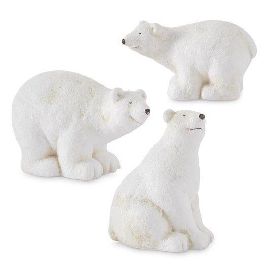 Snowy Glittered Polar Bears- Set of 3