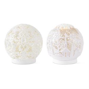 White Cutout Spinning Water Globe