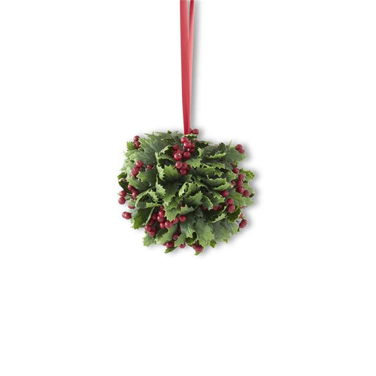 Holly Ball with Ribbon