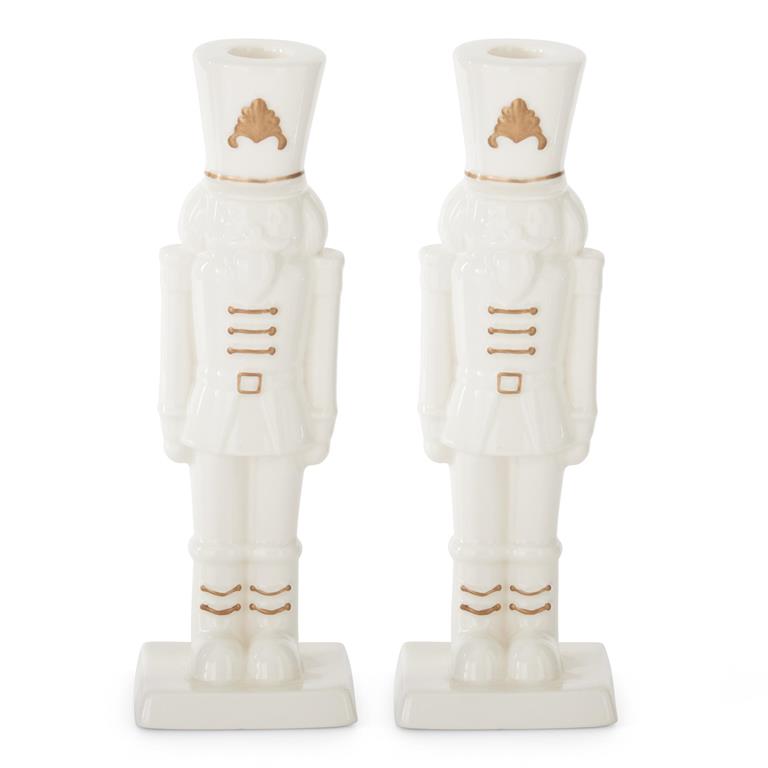 White w/ Gold Nutcracker Taper Holder