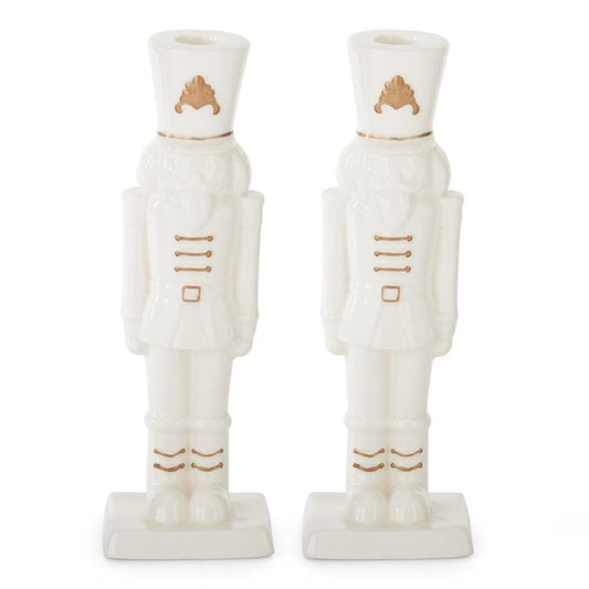White w/ Gold Nutcracker Taper Holder