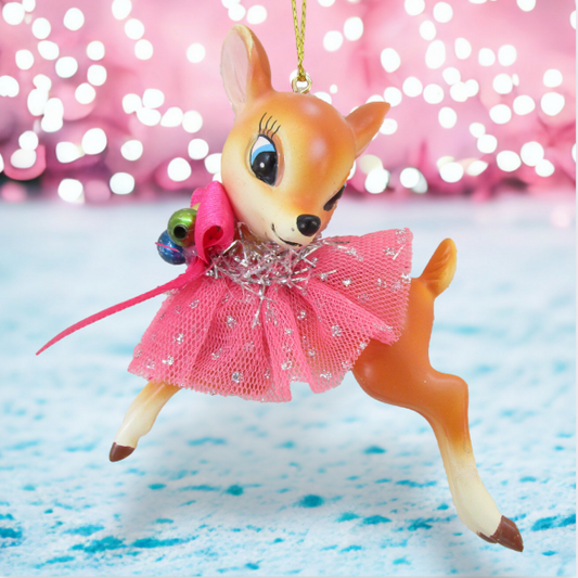Tan Retro Deer Ornament