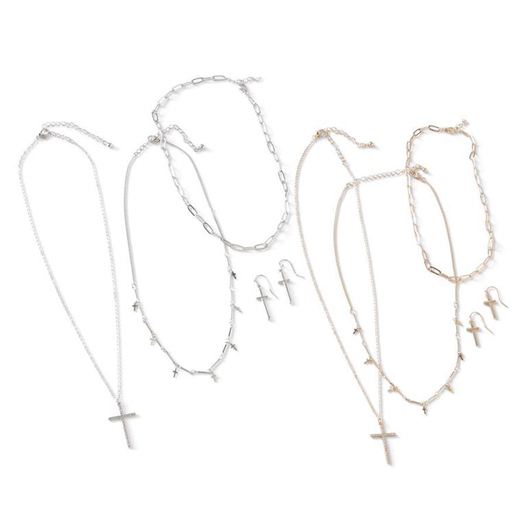 Three Strand Cross Necklace Set