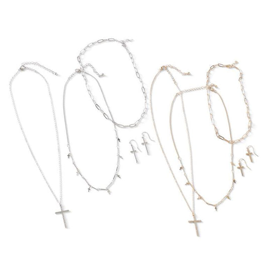 Three Strand Cross Necklace Set