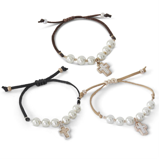 Cords and Beads with Cross Bracelets