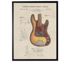 16X20 Watercolor Fender Guitar Patent