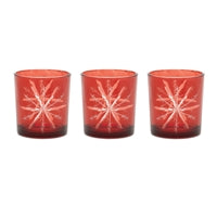 Red Snowflake Votive Holders s/3