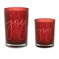 "Joy" Glass Candle Holder