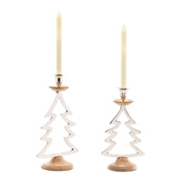 S/2 Metal / Wood Tree Candle holder