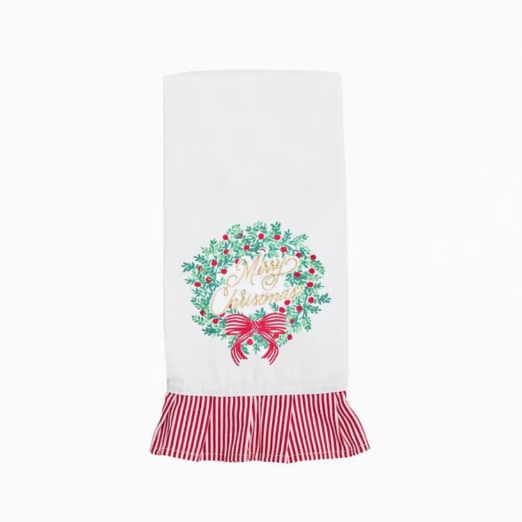 Tea Towel Merry Christmas Wreath