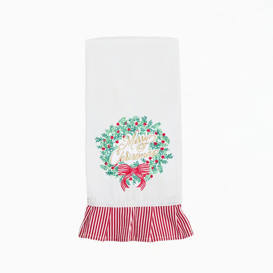 Tea Towel Merry Christmas Wreath