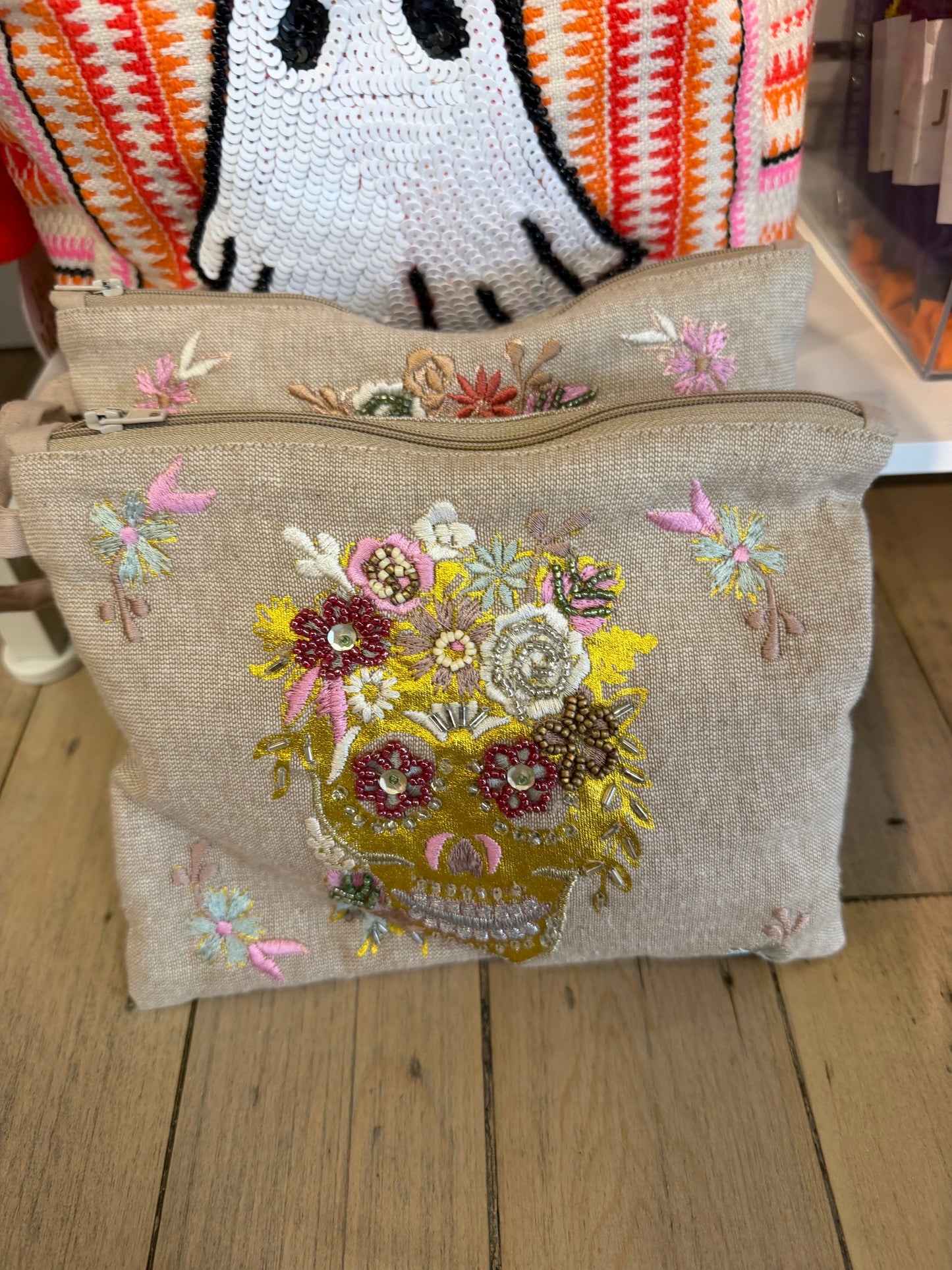 Metallic Skull Makeup Bag