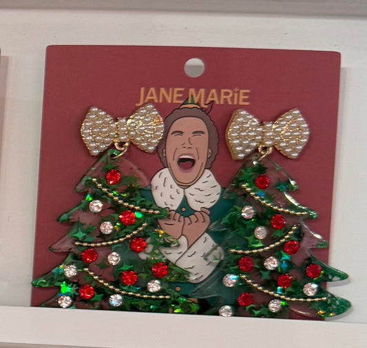 Christmas Tree with Pearl Bow Earrings