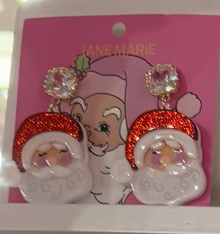 Acrylic Santa Earrings