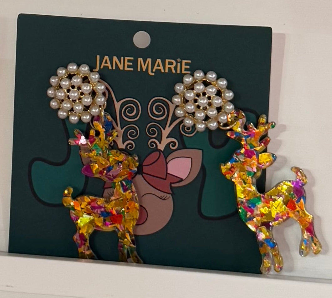 Glitter Reindeer Earrings
