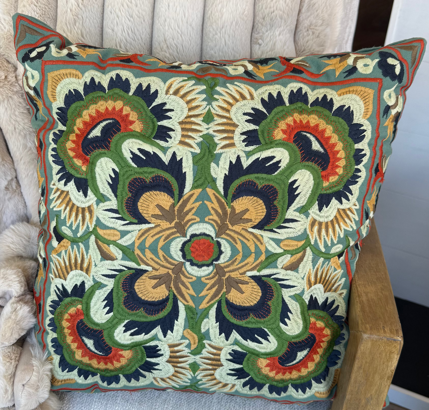 Embroidered Pattern Pillow
