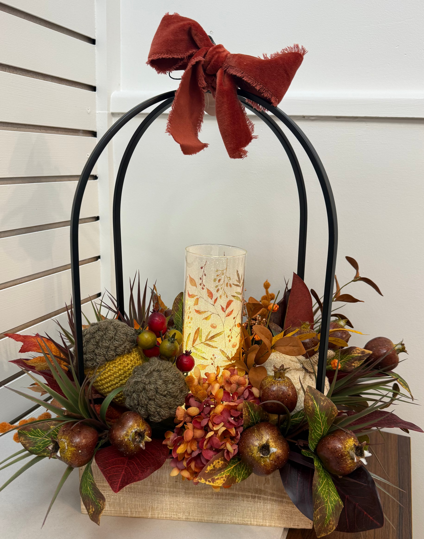 Lantern with LED Candle Fall foliage