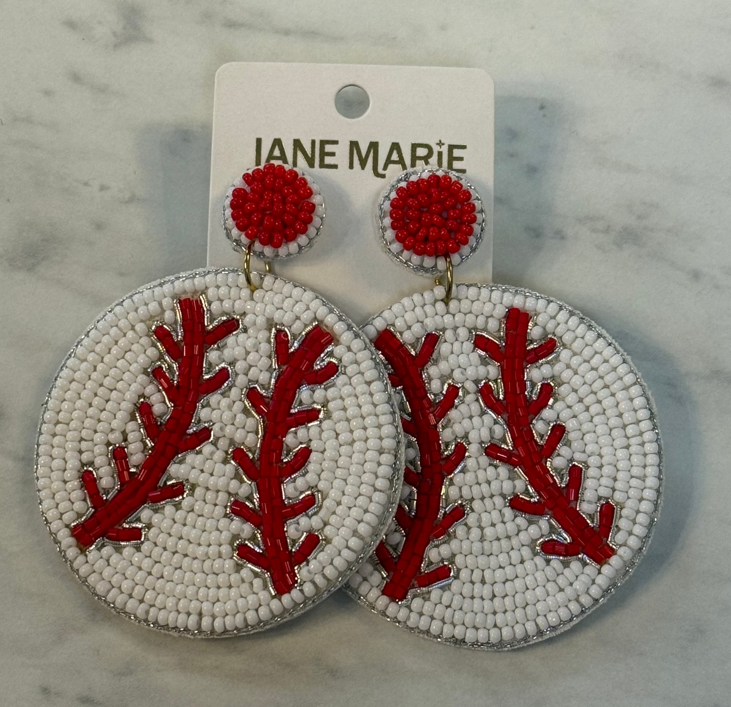 Beaded Baseball Earrings