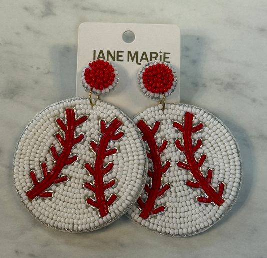Beaded Baseball Earrings