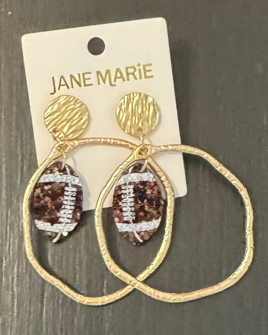 Football and Gold Hoop Earrings