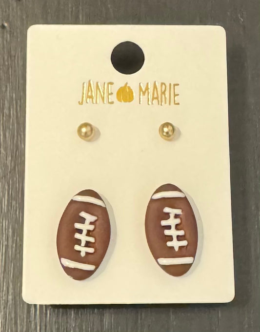 Football and Gold Stud Earrings