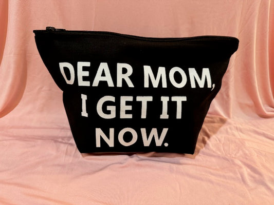 Dear Mom Black Canvas Makeup Bag