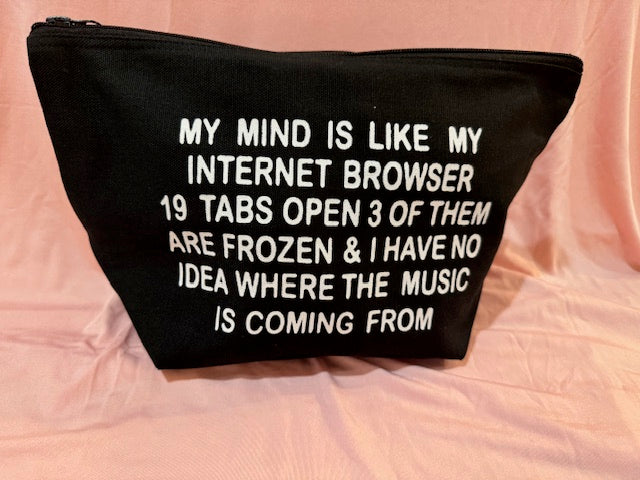 My Mind  - Black Canvas Makeup Bag