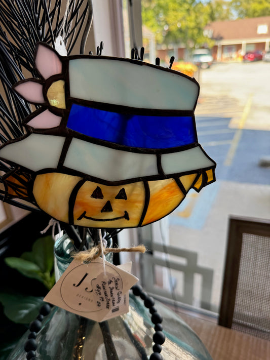 24" Stained Glass Mrs. Pumpkin Stake