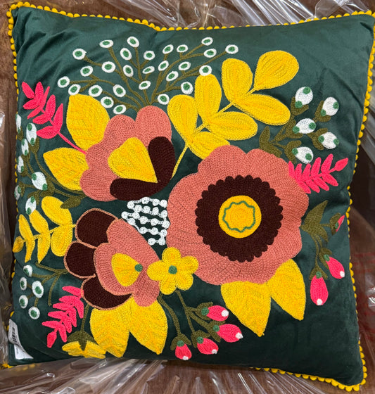 Velvet Pink/Brown Flower Pillow
