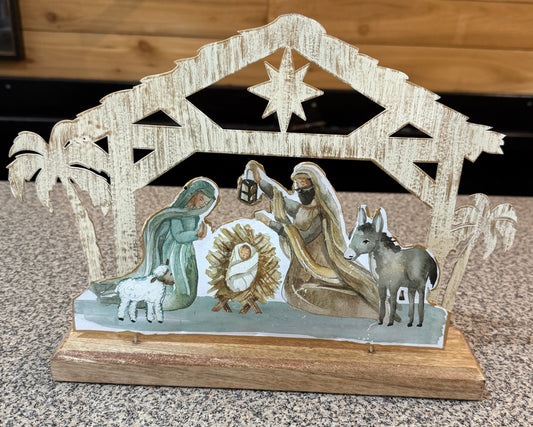 Metal Watercolor Nativity