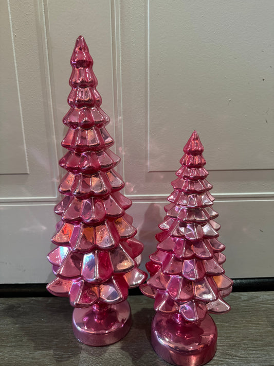 Pink Glass Trees S/2