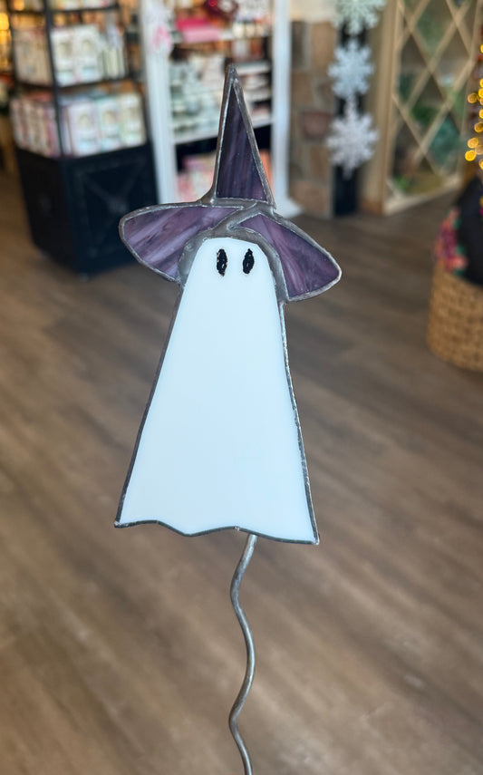 Stained Glass Ghost Witch-Purple Hat