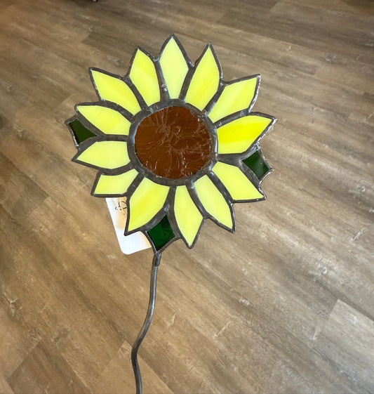 Stained Glass Sunflower Stake